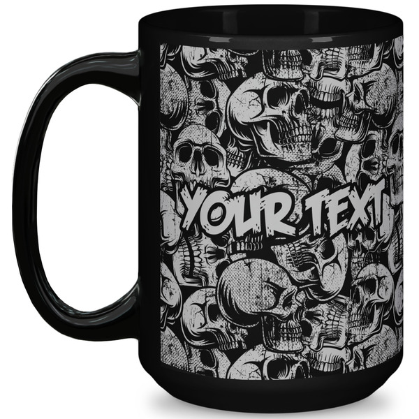 Custom Skulls 15 Oz Coffee Mug - Black (Personalized)