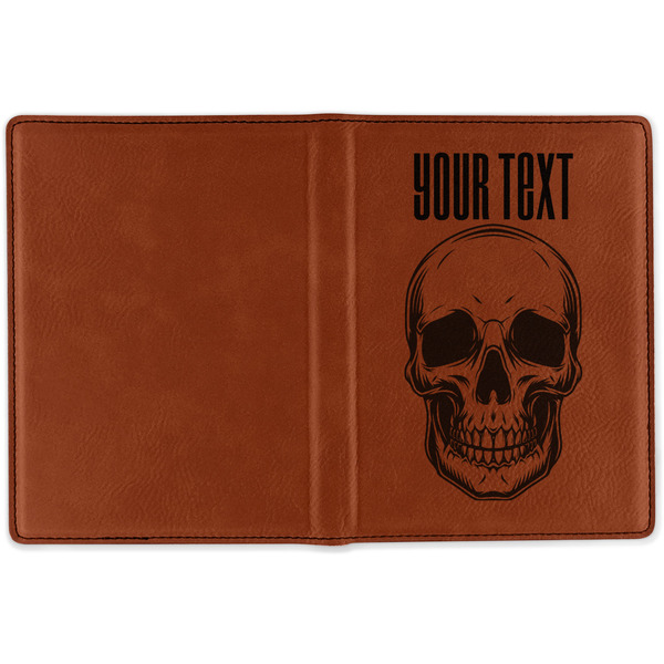 Skulls Cognac Leather Passport Holder Outside Single Sided - Apvl