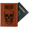 Skulls Cognac Leather Passport Holder With Passport - Main