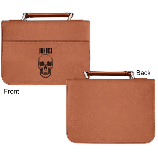 Skulls Cognac Leatherette Bible Covers - Small Single Sided Apvl