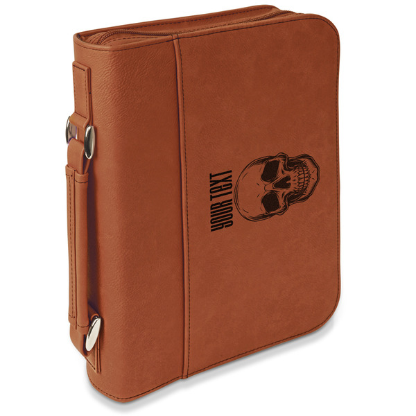Custom Skulls Leatherette Bible Cover with Handle & Zipper - Small - Double Sided (Personalized)