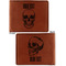 Skulls Cognac Leatherette Bifold Wallets - Front and Back