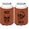 Skulls Cognac Leatherette Can Sleeve - Double Sided Front and Back