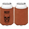 Skulls Cognac Leatherette Can Sleeve - Single Sided Front and Back