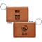 Skulls Cognac Leatherette Keychain ID Holders - Front and Back Apvl