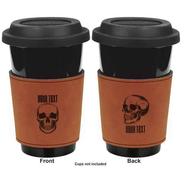 Skulls Cognac Leatherette Mug Sleeve - Double Sided Apvl