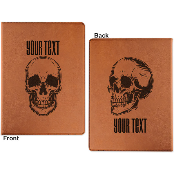 Skulls Cognac Leatherette Portfolios with Notepad - Large - Double Sided - Apvl