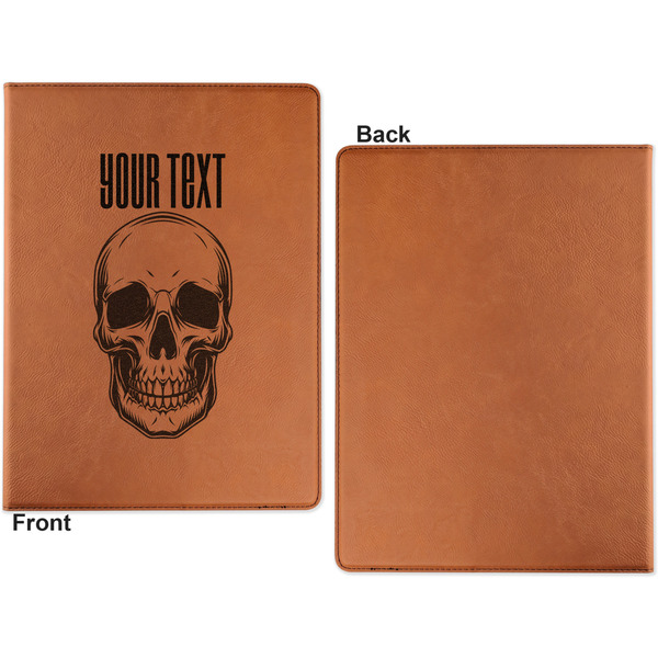 Skulls Cognac Leatherette Portfolios with Notepad - Large - Single Sided - Apvl