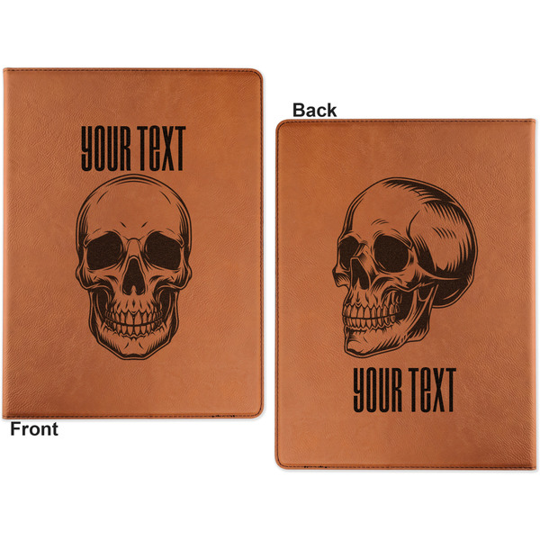 Skulls Cognac Leatherette Portfolios with Notepad - Small - Double Sided- Apvl