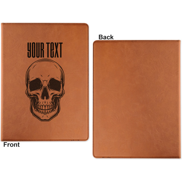 Skulls Cognac Leatherette Portfolios with Notepad - Small - Single Sided- Apvl
