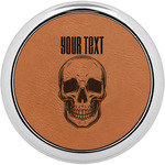 Skulls Set of 4 Leatherette Round Coasters w/ Silver Edge (Personalized)