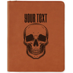 Skulls Leatherette Zipper Portfolio with Notepad - Double Sided (Personalized)