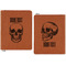 Skulls Cognac Leatherette Zipper Portfolios with Notepad - Double Sided - Apvl