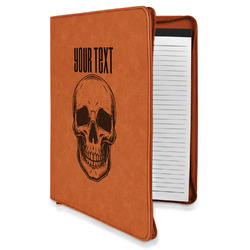 Skulls Leatherette Zipper Portfolio with Notepad (Personalized)