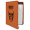 Skulls Cognac Leatherette Zipper Portfolios with Notepad - Main