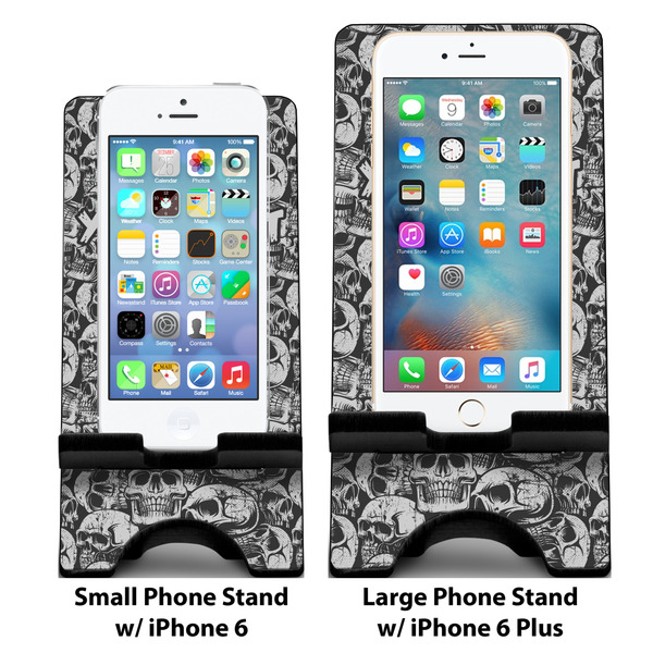 Skulls Compare Phone Stand Sizes - with iPhones