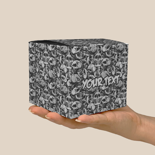Skulls Cube Favor Gift Box - On Hand - Scale View