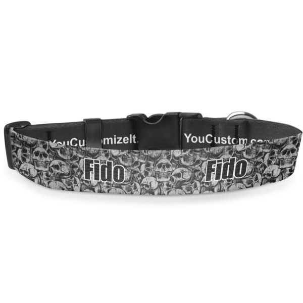 Custom Skulls Deluxe Dog Collar - Double Extra Large (20.5" to 35") (Personalized)