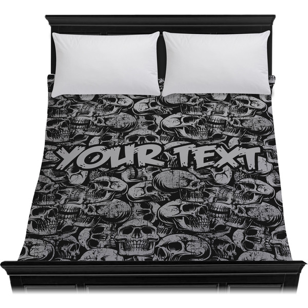 Skulls Duvet Cover - Queen - On Bed - No Prop