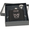 Skulls Engraved Black Flask Gift Set