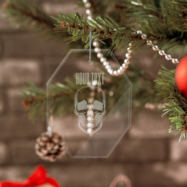 Skulls Engraved Glass Ornaments - Octagon (Lifestyle)