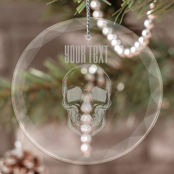 Custom Skulls Engraved Glass Ornament (Personalized)