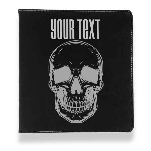Skulls Leather Binder - 1" - Black - Front View