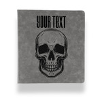 Skulls Leather Binder - 1" - Grey (Personalized)