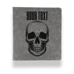 Skulls Leather Binder - 1" - Grey (Personalized)