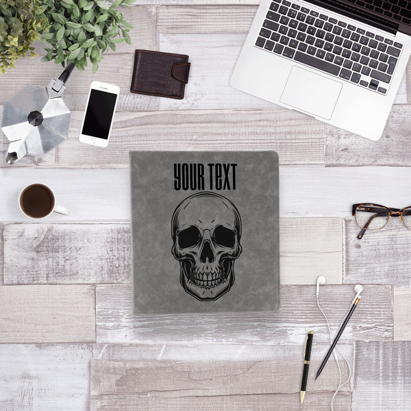 Skulls Leather Binder - 1" - Grey - Lifestyle View