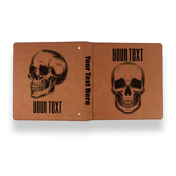 Skulls Leather Binder - 1" - Rawhide - Back Spine Front View