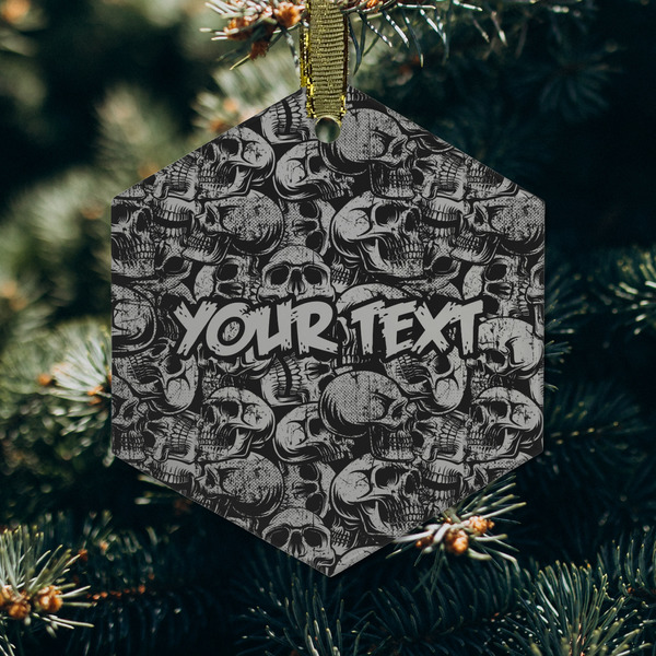 Skulls Frosted Glass Ornament - Hexagon (Lifestyle)