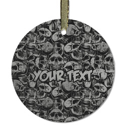 Skulls Flat Glass Ornament - Round w/ Name or Text