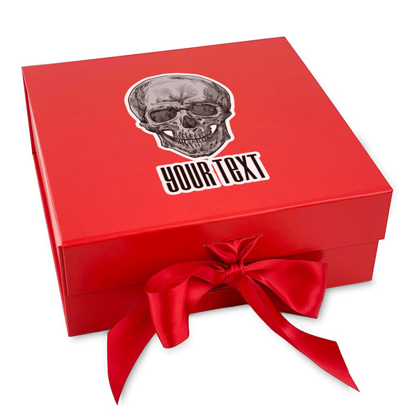 Custom Skulls Gift Box with Magnetic Lid - Red (Personalized)