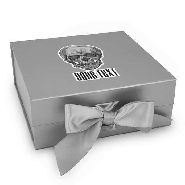 Custom Skulls Gift Box with Magnetic Lid - Silver (Personalized)