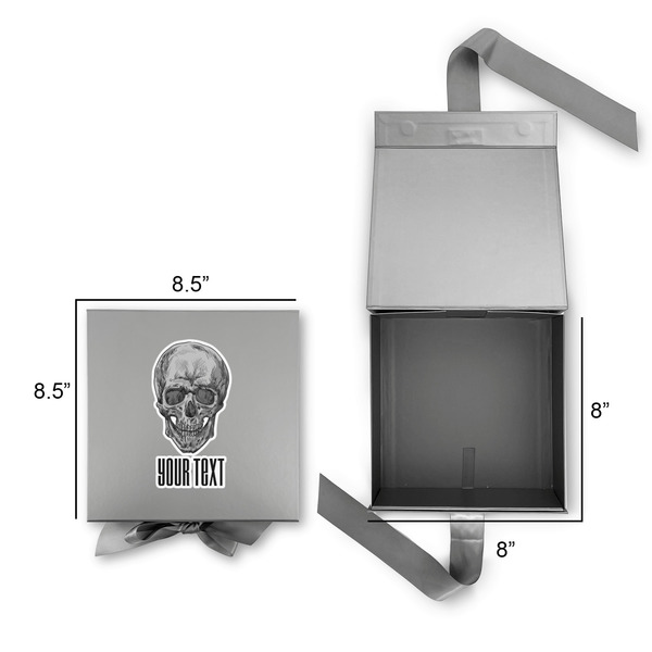 Skulls Gift Boxes with Magnetic Lid - Silver - Open & Closed