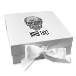 Skulls Gift Box with Magnetic Lid - White (Personalized)