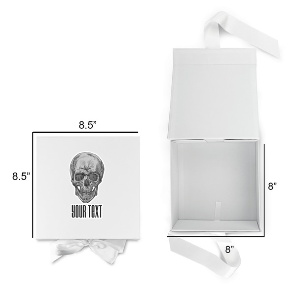 Skulls Gift Boxes with Magnetic Lid - White - Open & Closed