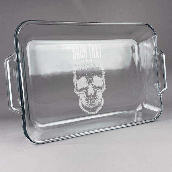 Custom Skulls Glass Baking Dish with Truefit Lid - 13in x 9in (Personalized)