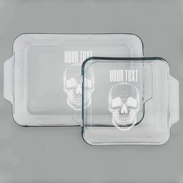 Custom Skulls Set of Glass Baking & Cake Dish - 13in x 9in & 8in x 8in (Personalized)