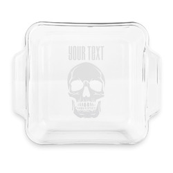 Skulls Glass Cake Dish with Truefit Lid - 8in x 8in (Personalized)