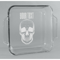 Skulls Glass Cake Dish - 8in x 8in (Personalized)