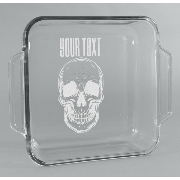Custom Skulls Glass Cake Dish - 8in x 8in (Personalized)