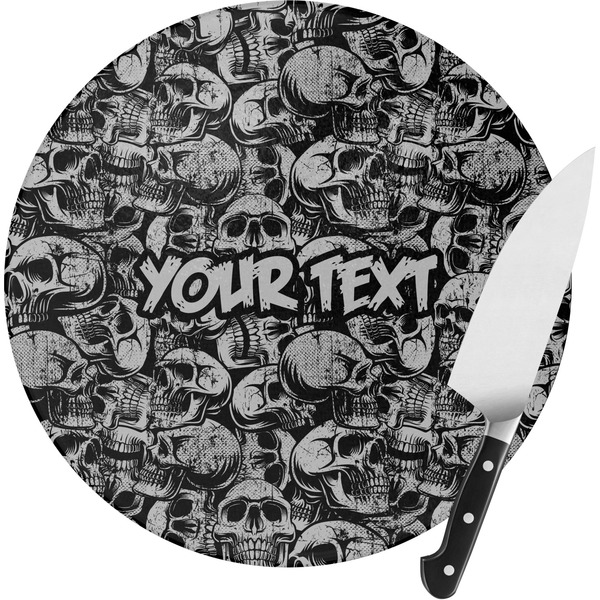 Custom Skulls Round Glass Cutting Board - Medium (Personalized)