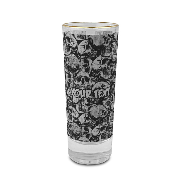 Custom Skulls 2 oz Shot Glass - Glass with Gold Rim (Personalized)