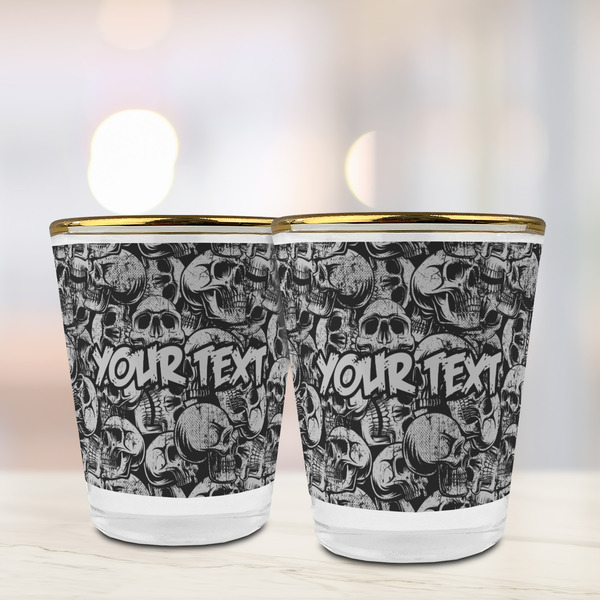 Skulls Glass Shot Glass - with gold rim - LIFESTYLE