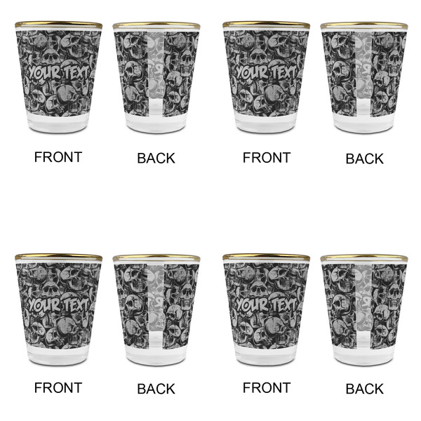 Skulls Glass Shot Glass - with gold rim - Set of 4 - APPROVAL