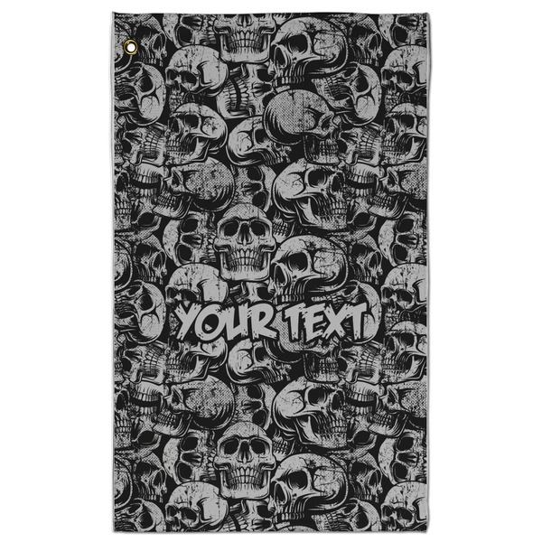 Custom Skulls Golf Towel - Poly-Cotton Blend w/ Name or Text