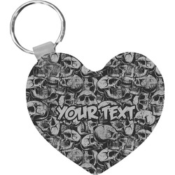 Skulls Heart Plastic Keychain w/ Name or Text