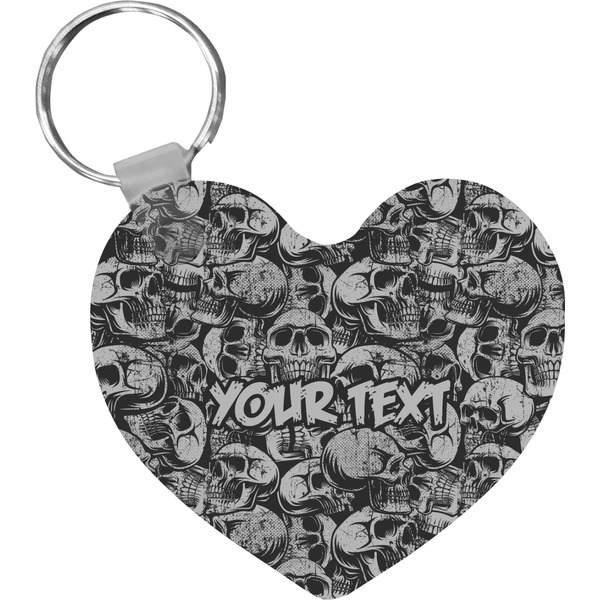 Custom Skulls Heart Plastic Keychain w/ Name or Text